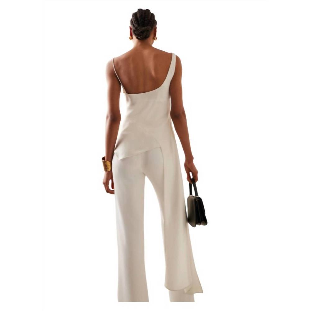 NEW JONATHAN SIMKHAI ronnie asymmetric satin top in white - Picture 2 of 3